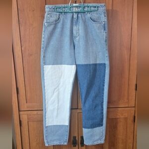 Princess Polly Women's Light Wash Denim Patchwork Jeans